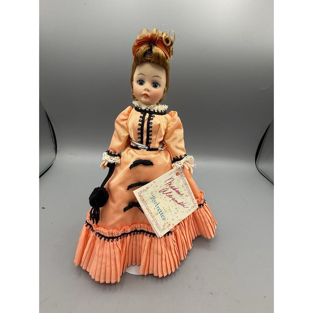 Madame Alexander Portrettes Doll Peach Victorian Dress Tagged 8” Vintage